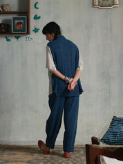 Blue Checks Box Pleats Pants
