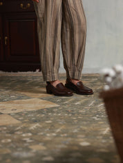 Grey Stripes Box Pleats Pants