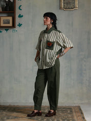 Green Checks Box Pleats Pants