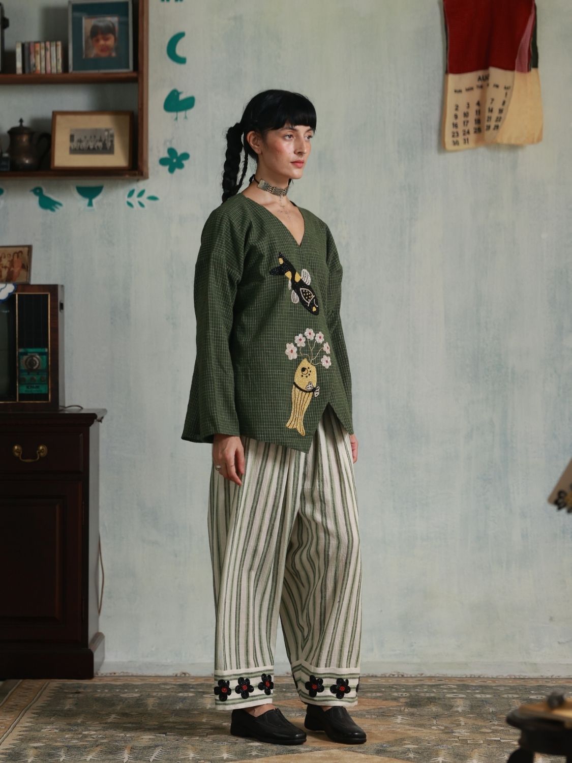 Green Stripes Farsi Salwar