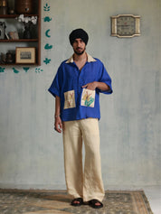 Beige Linen Stitchline Men's Pants