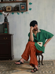 Rust Linen Stitchline Men's Pants