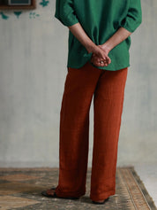 Rust Linen Stitchline Men's Pants