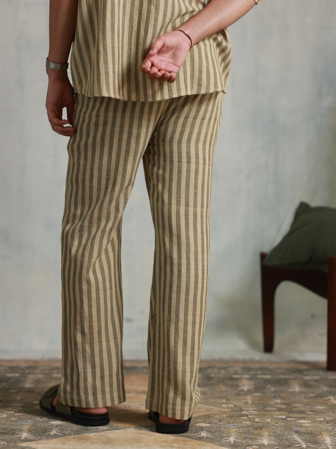Brown Stripes Relaxed Fit Pants (Men)