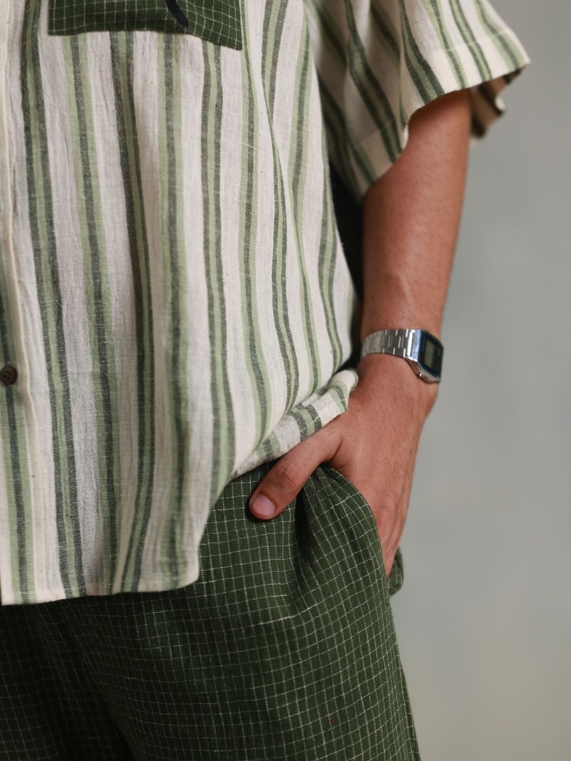 Green Checks Relaxed Fit Pants (Men)