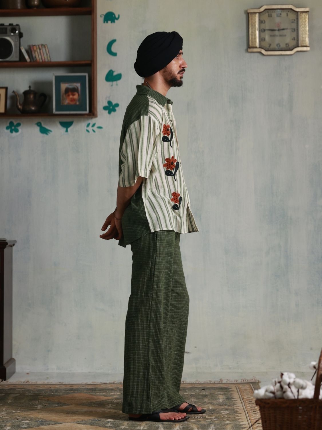 Green Checks Relaxed Fit Pants (Men)
