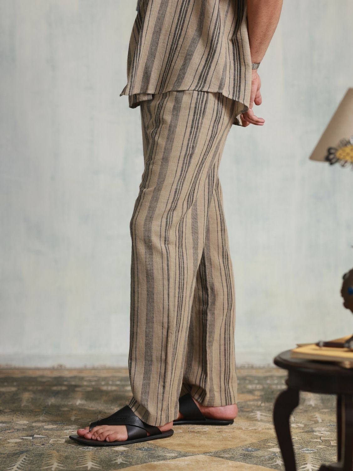 Grey Stripes Relaxed Fit Pants (Men)