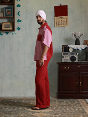 Red Checks Relaxed Fit Pants (Men)
