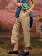 Stitchline Pants - Beige with Blue stitch