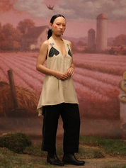 Stitchline Pants - Black with Beige stitch