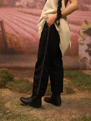 Stitchline Pants - Black with Beige stitch