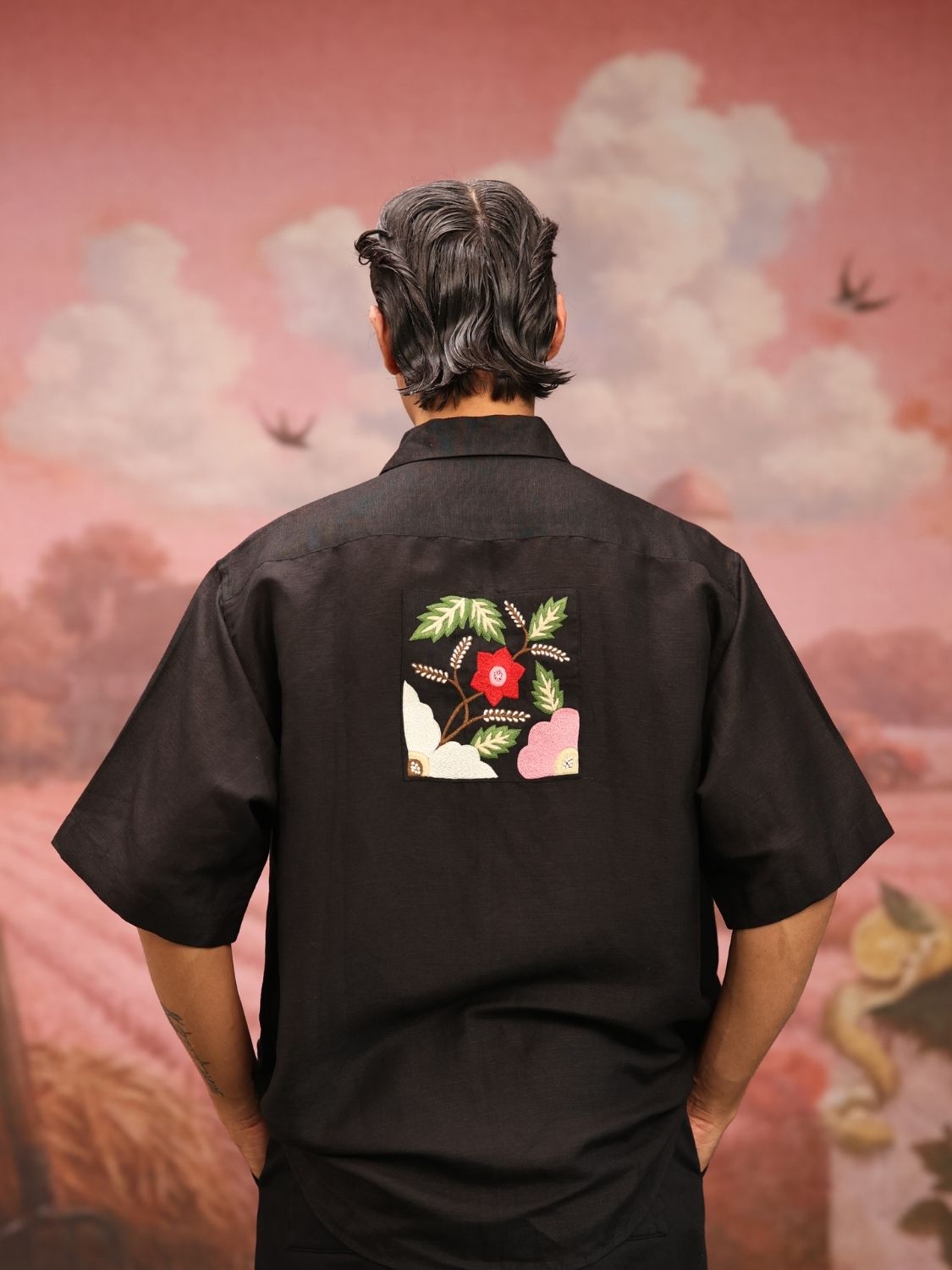 Bold Black Patch (Black) Oversized Shirt
