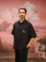 Bold Black Patch (Black) Oversized Shirt
