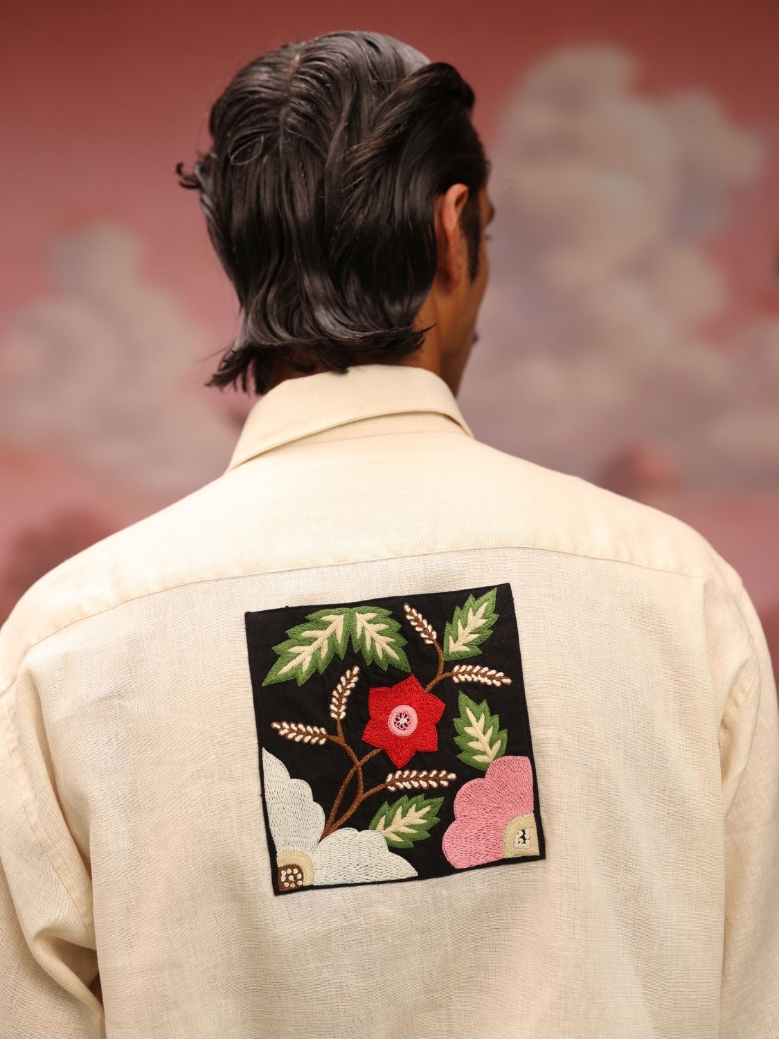 Bold Black Patch (Cream) Oversized Shirt