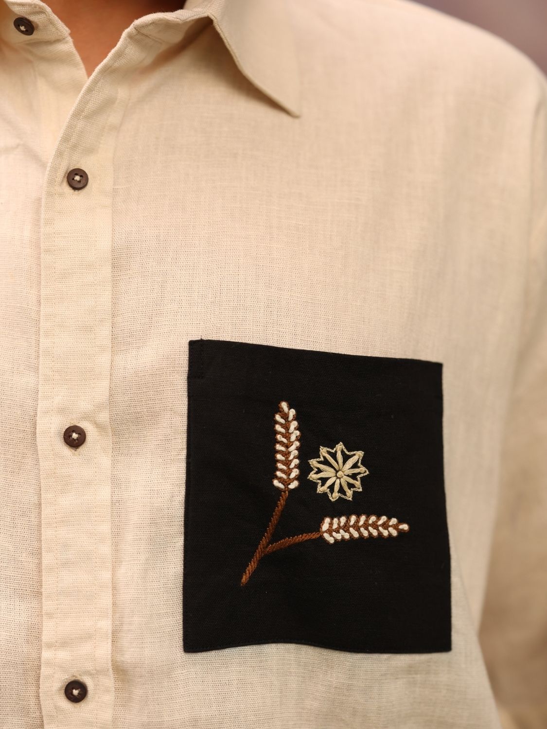 Bold Black Patch (Cream) Oversized Shirt