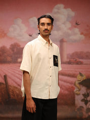 Bold Black Patch (Cream) Oversized Shirt