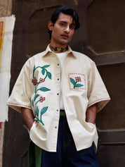 Vine Whisper (Beige) Oversized Shirt