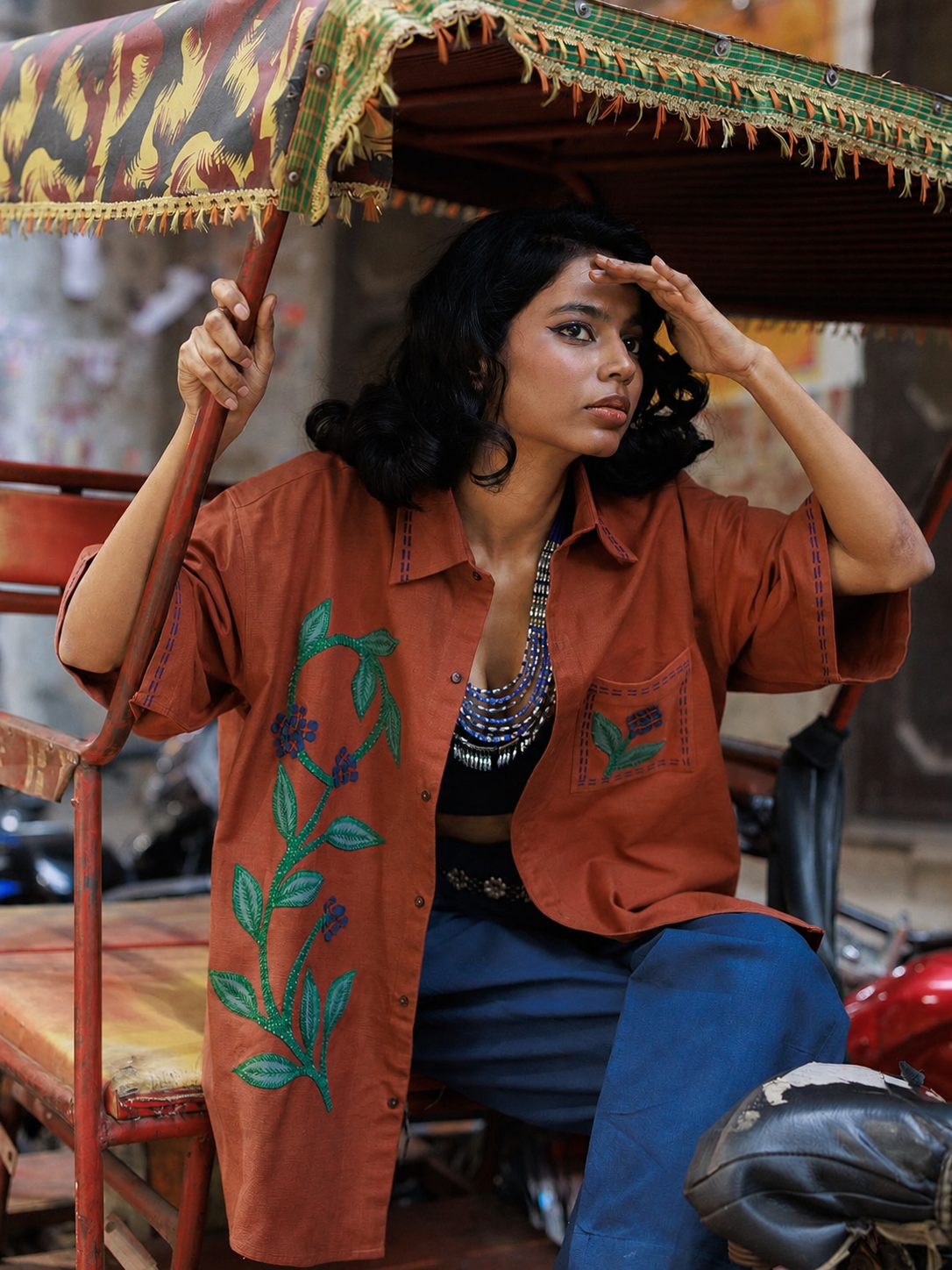 Vine Whisper (Rust) Oversized Shirt