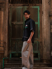 Wildflower Pocket (Black) Oversized Shirt