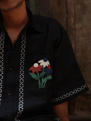 Wildflower Pocket (Black) Oversized Shirt