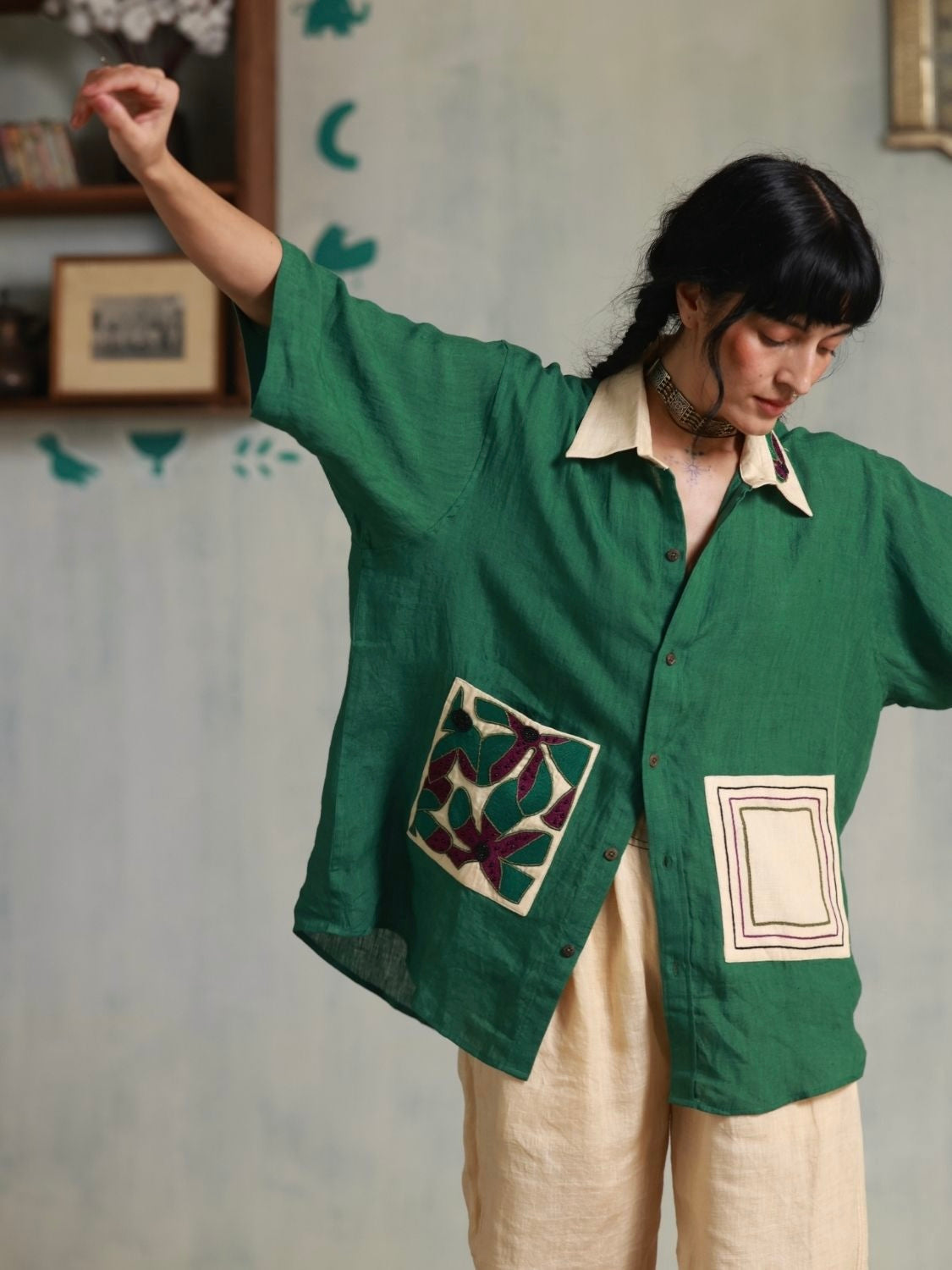 Framed in Summer (Green) Oversized Shirt