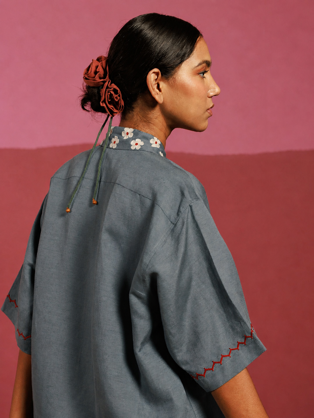 Drama in Gray Teal Oversized Shirt